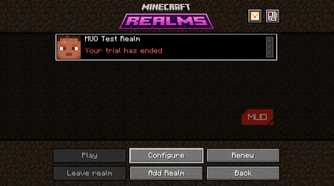 Configure button Minecraft Realms Java Edition