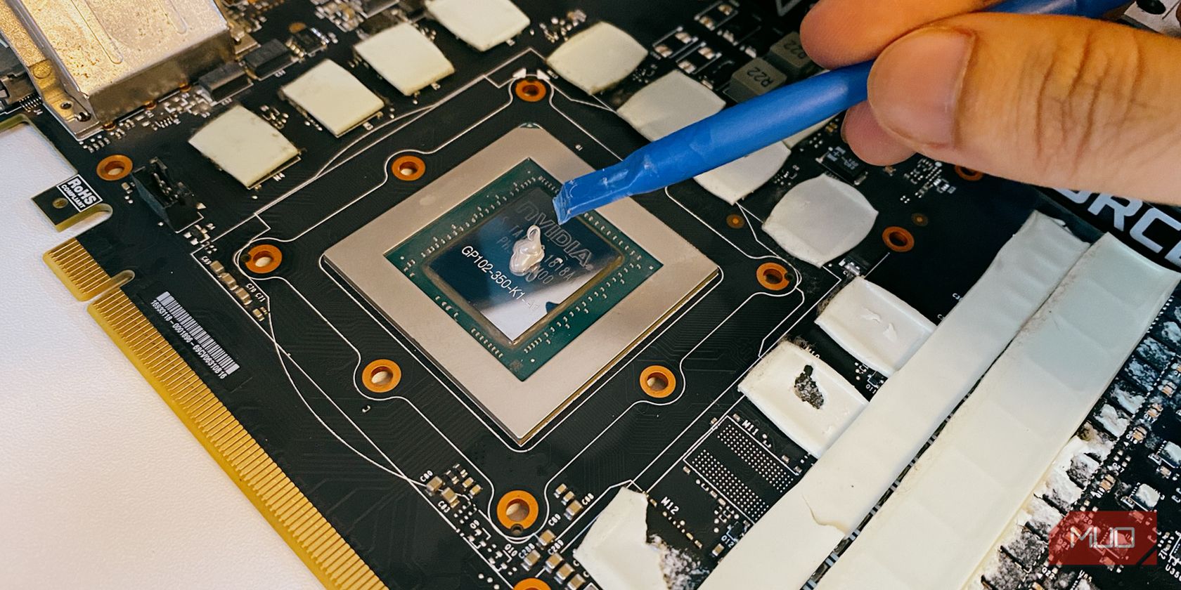 Dot of thermal paste on GPU