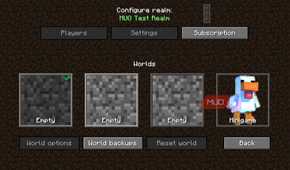 Minecraft Realms Java Edition World backups button