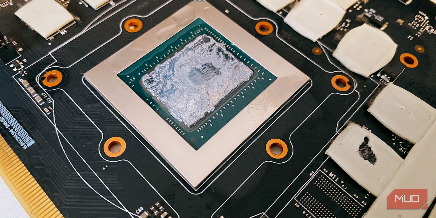 Old thermal paste on GPU die
