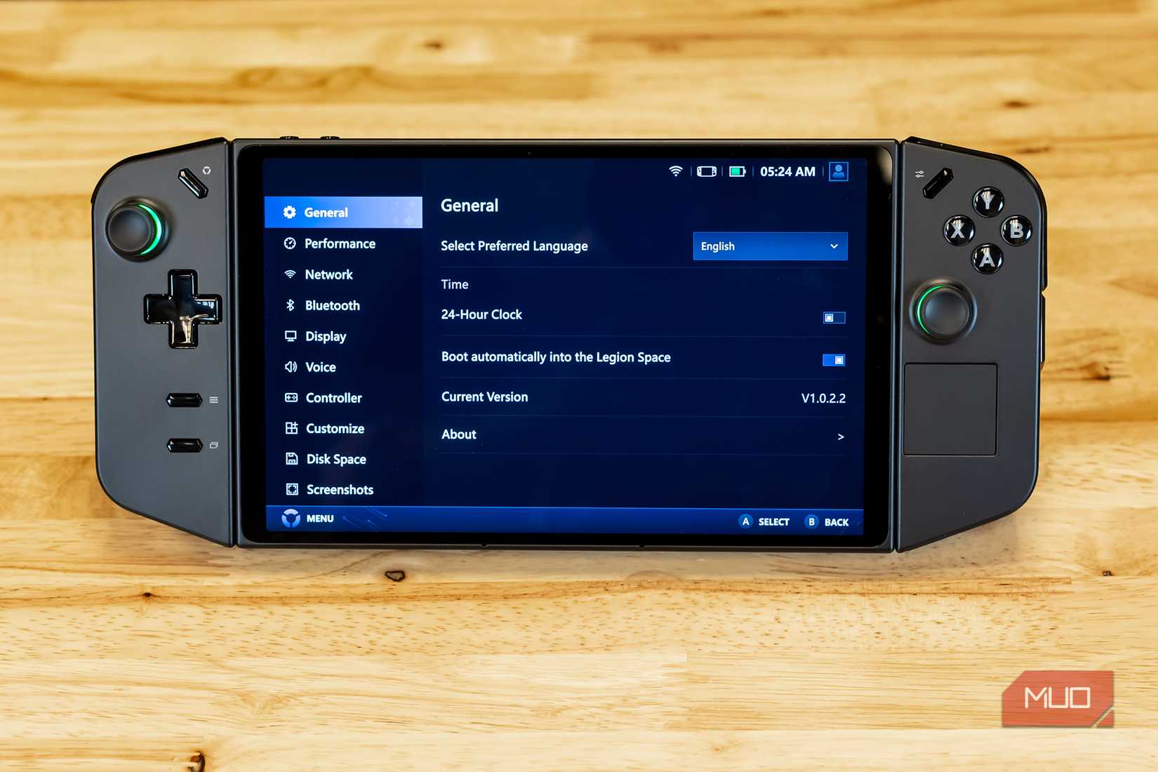 The general settings tab of Legion Space on the Lenovo Legion Go