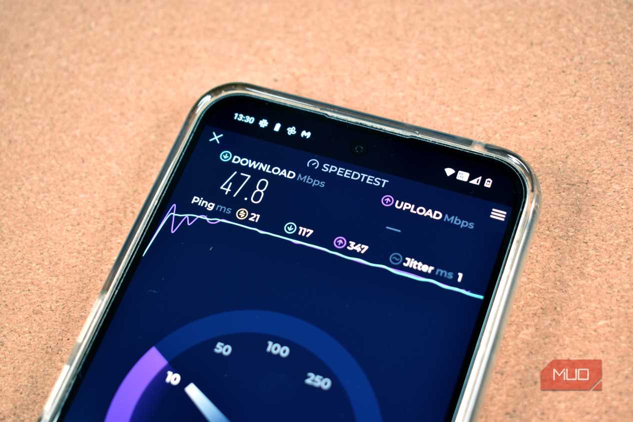 ookla speedtest app on smartphone screen