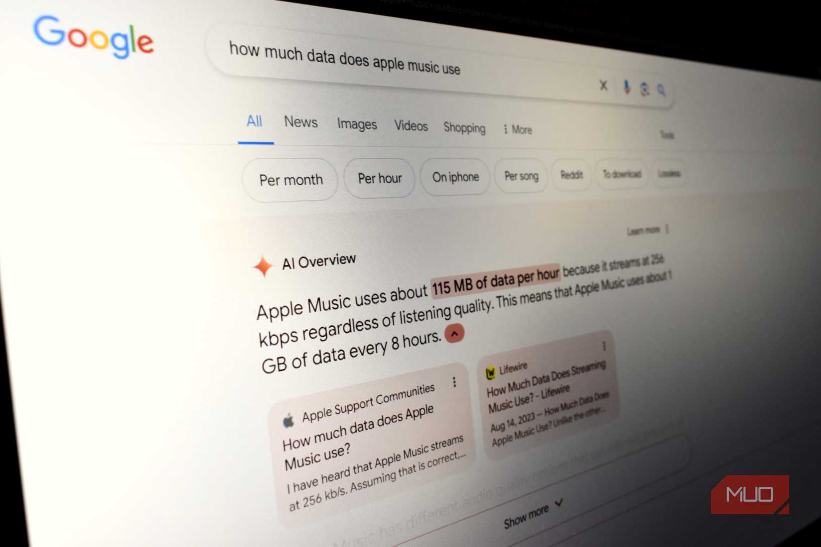 google ai overview search on laptop screen