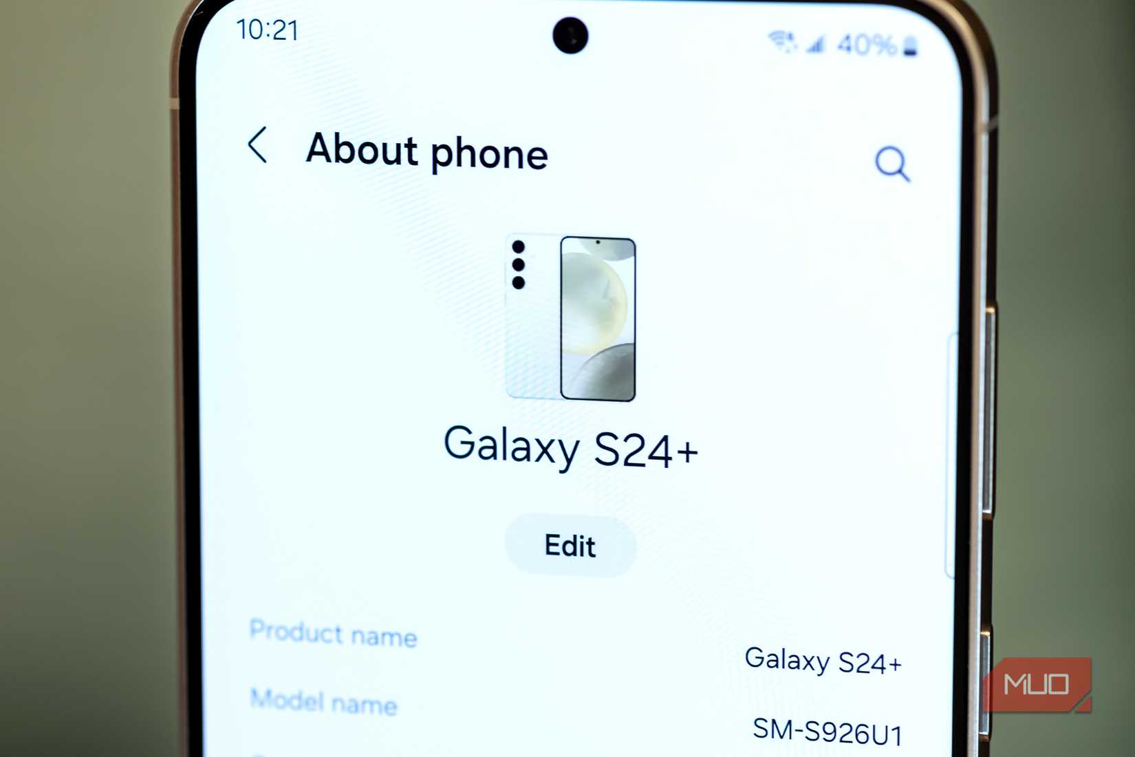 برگه دربارهٔ تلفن در تنظیمات سامسونگ گلکسی S24 پلاس