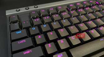 Illuminated QWERTY keys on the Logitech G515 LIGHTSPEED TKL