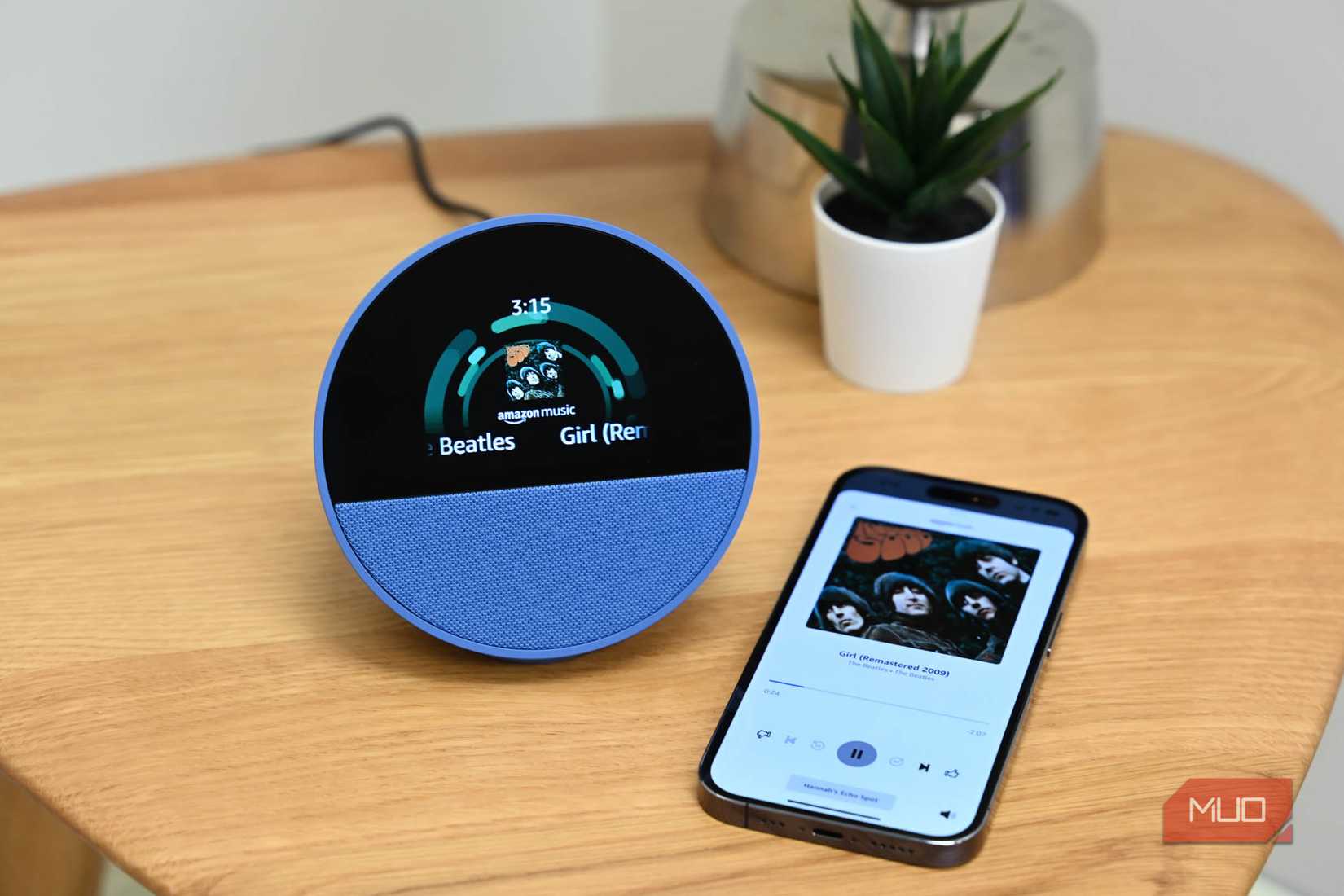 Close up of the Amazon Echo Spot speaker