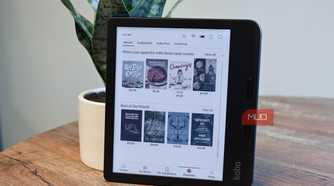 Discover Ebook tab of the Kobo Libra Colour on desk