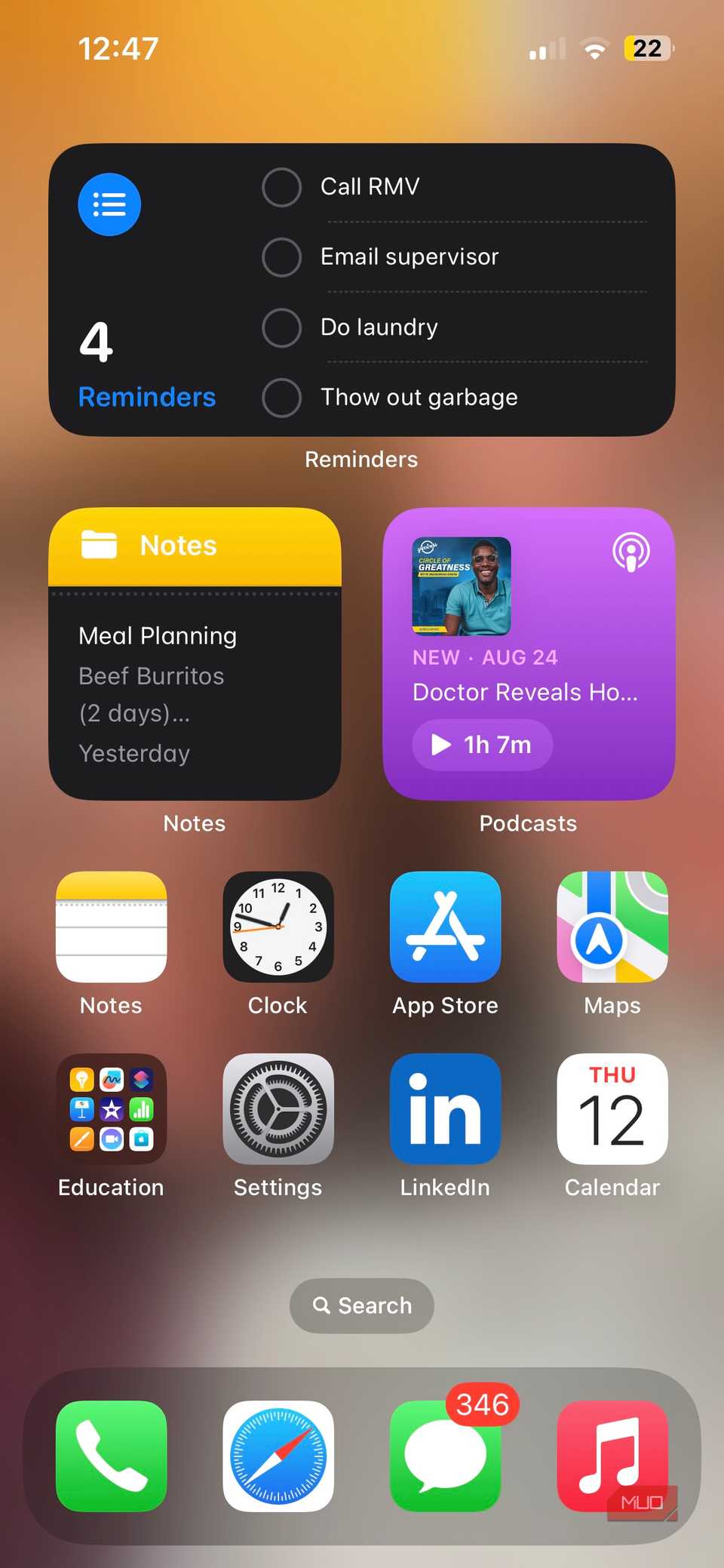 Widgets interactivos en la pantalla de inicio del iPhone.