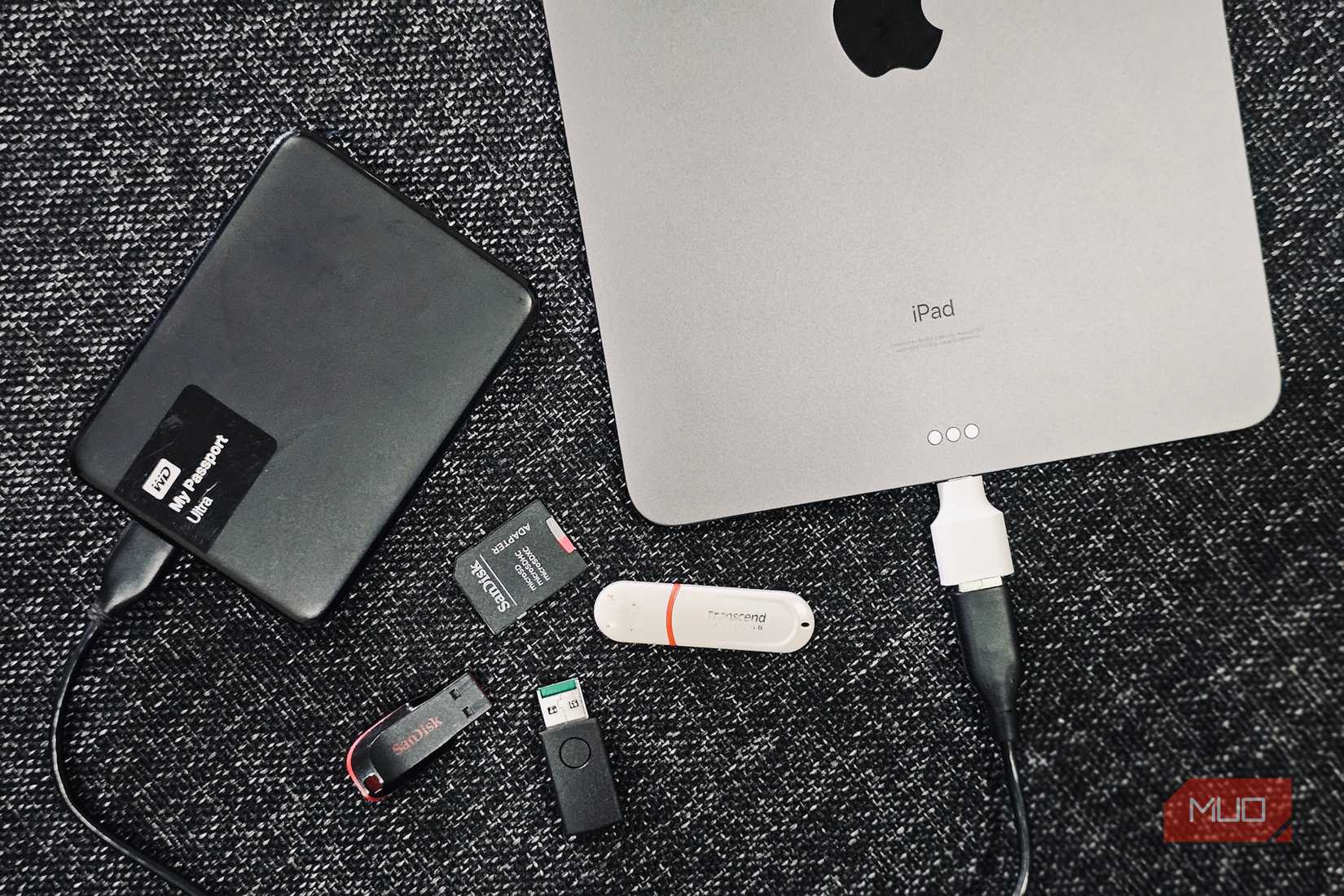 External drives along with an iPad.