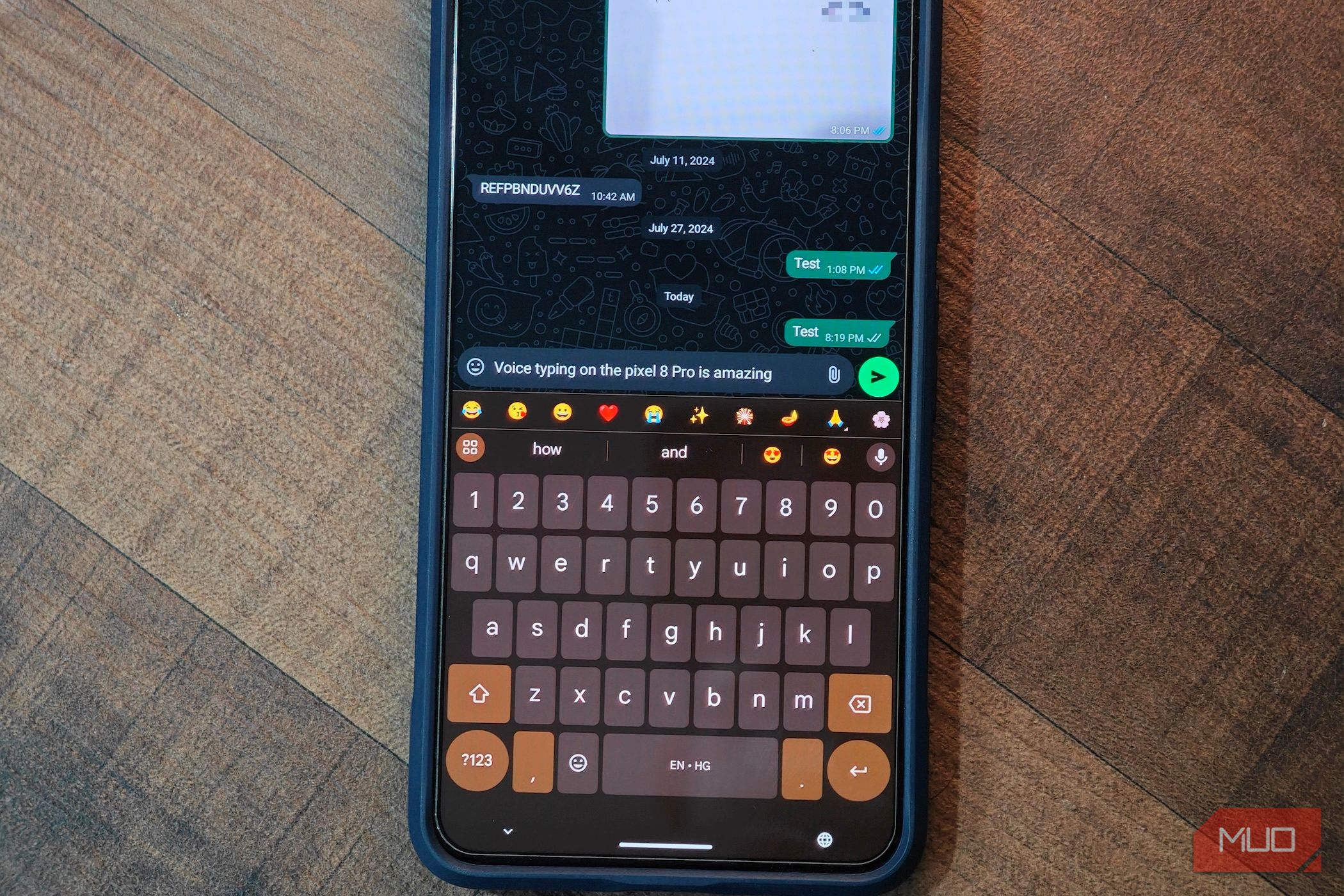Voice typing on Google Pixel 8 Pro