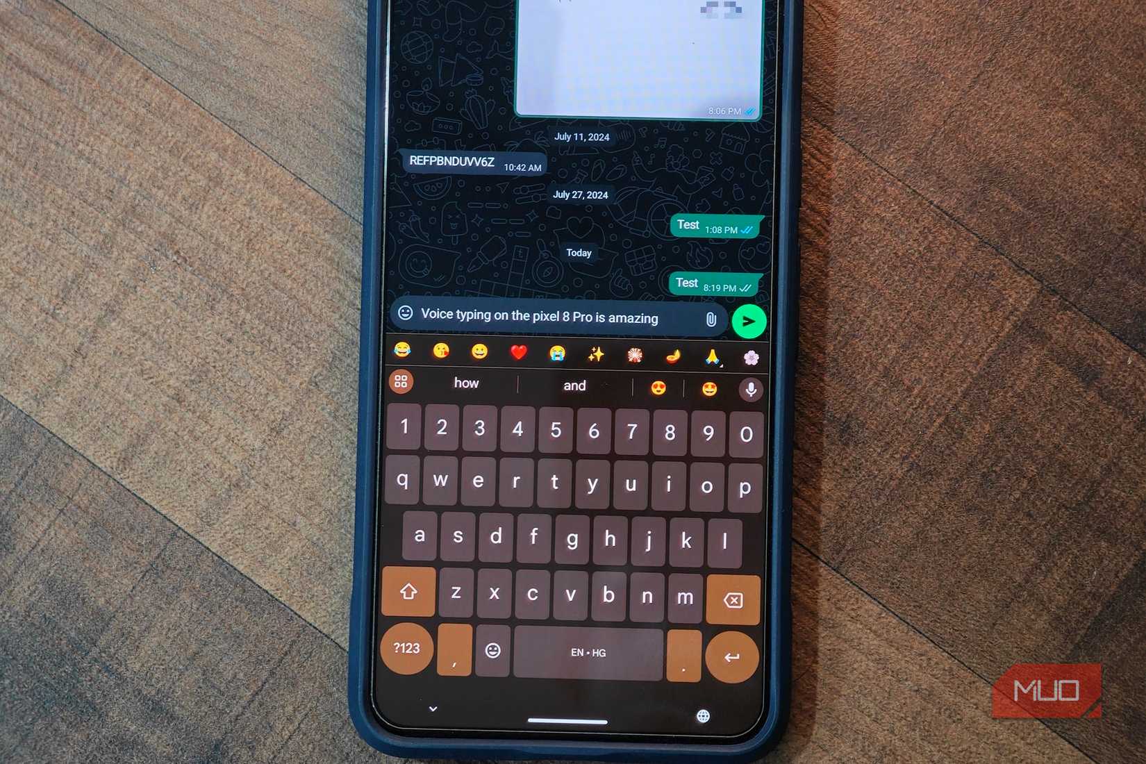 Voice typing on Google Pixel 8 Pro