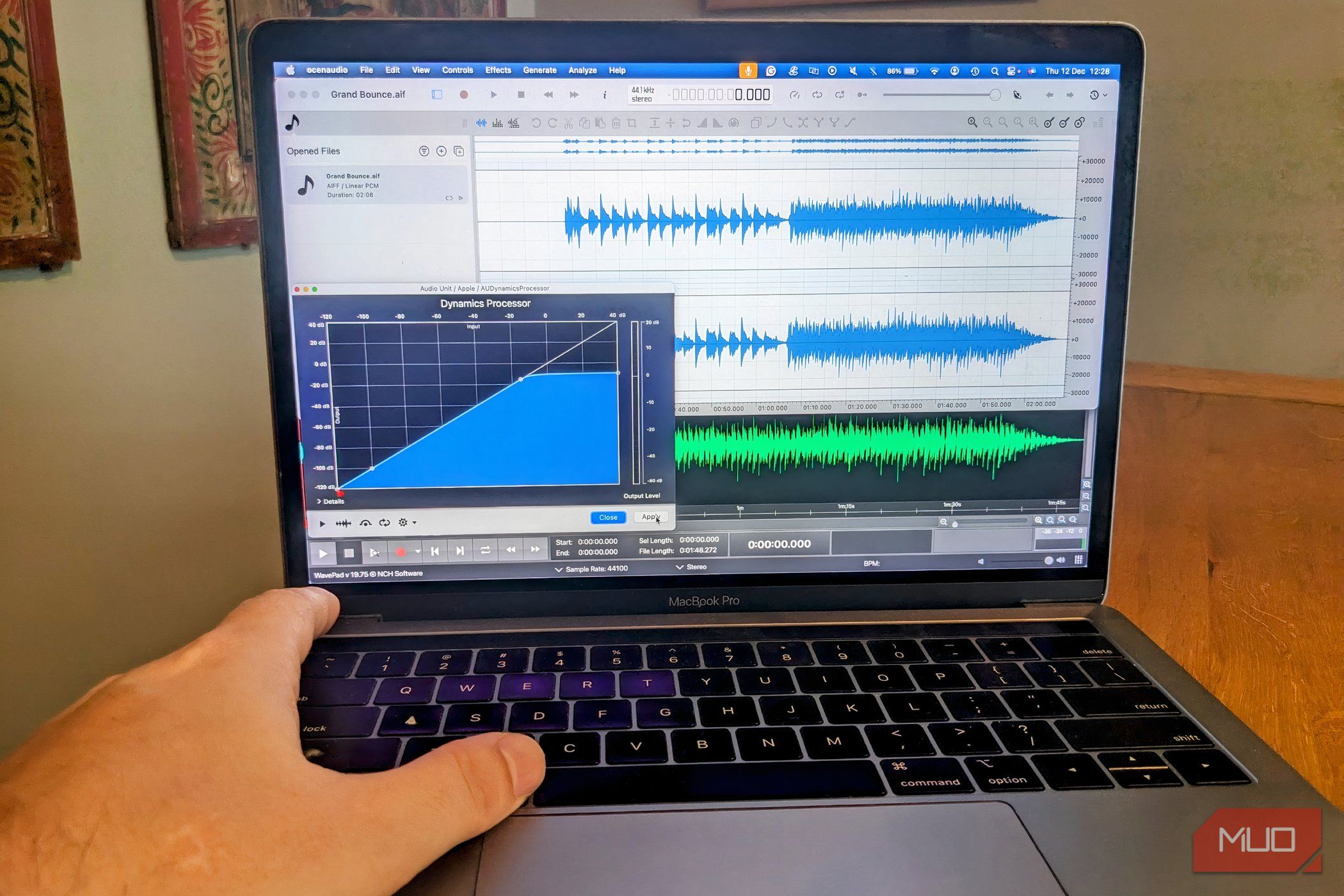Trying an audio editor on a MacBook Pro.