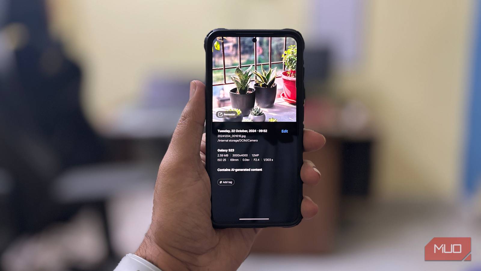 Using AI filter in Samsung gallery