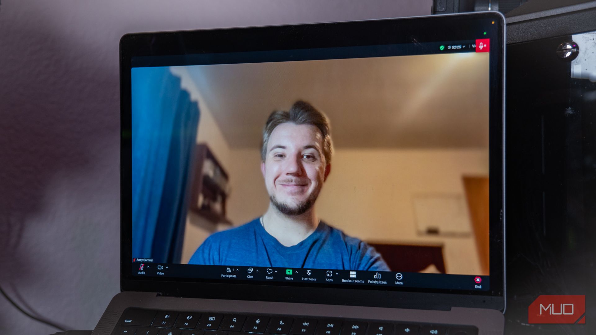 Zoom Call on a MacBook Screen.