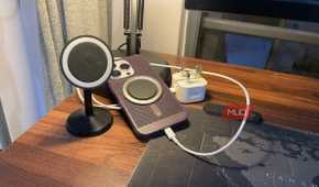 iPhone with a charger and wireless charger