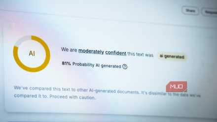 Photo of a monitor displaying a GPTZero score for AI writing.