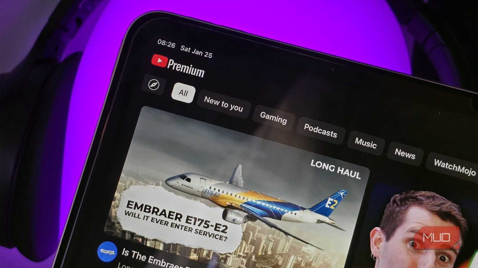Using YouTube Premium on the iPad Air.