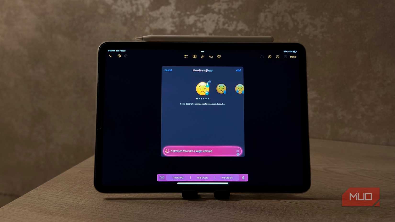 Creating teardrop genmoji on ipad