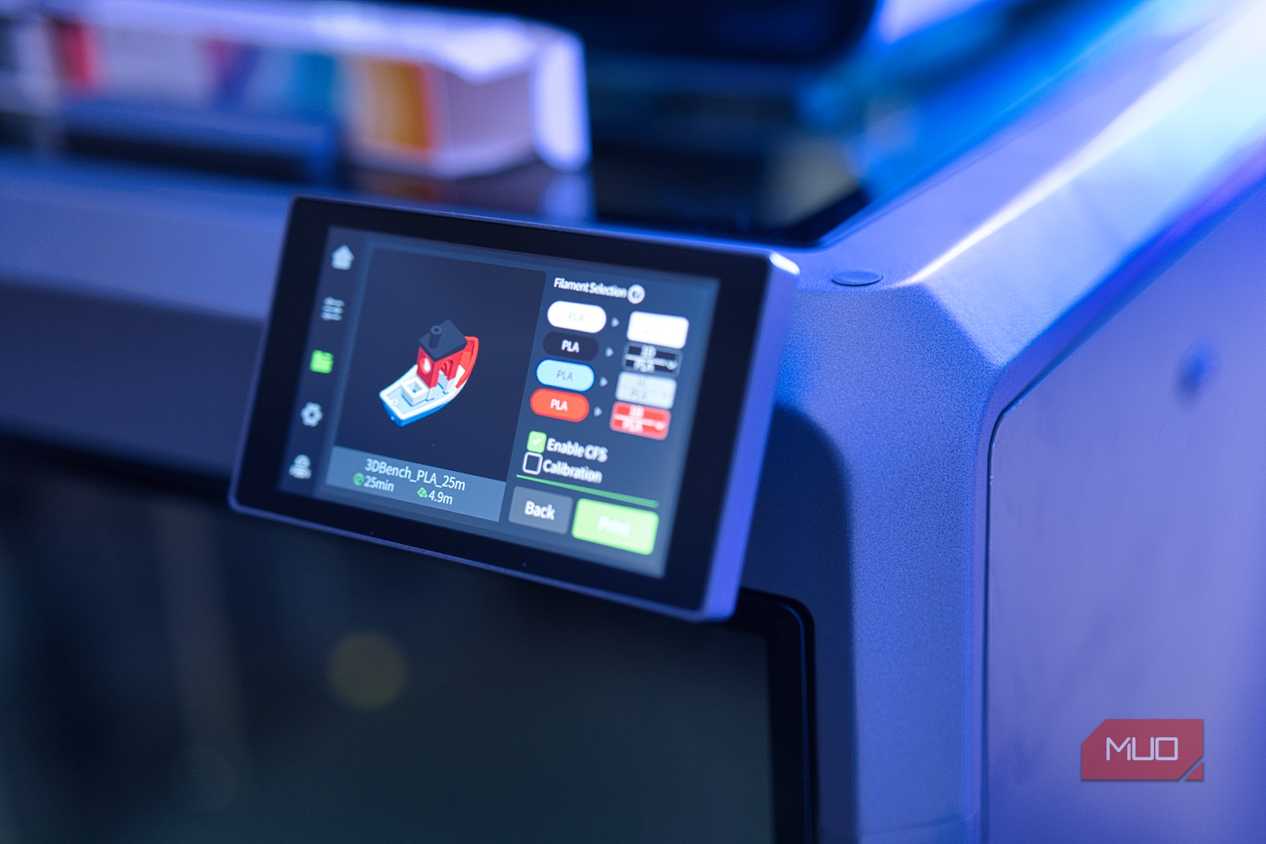 Creality K2 Plus with CFS Review - screen showing filament picker