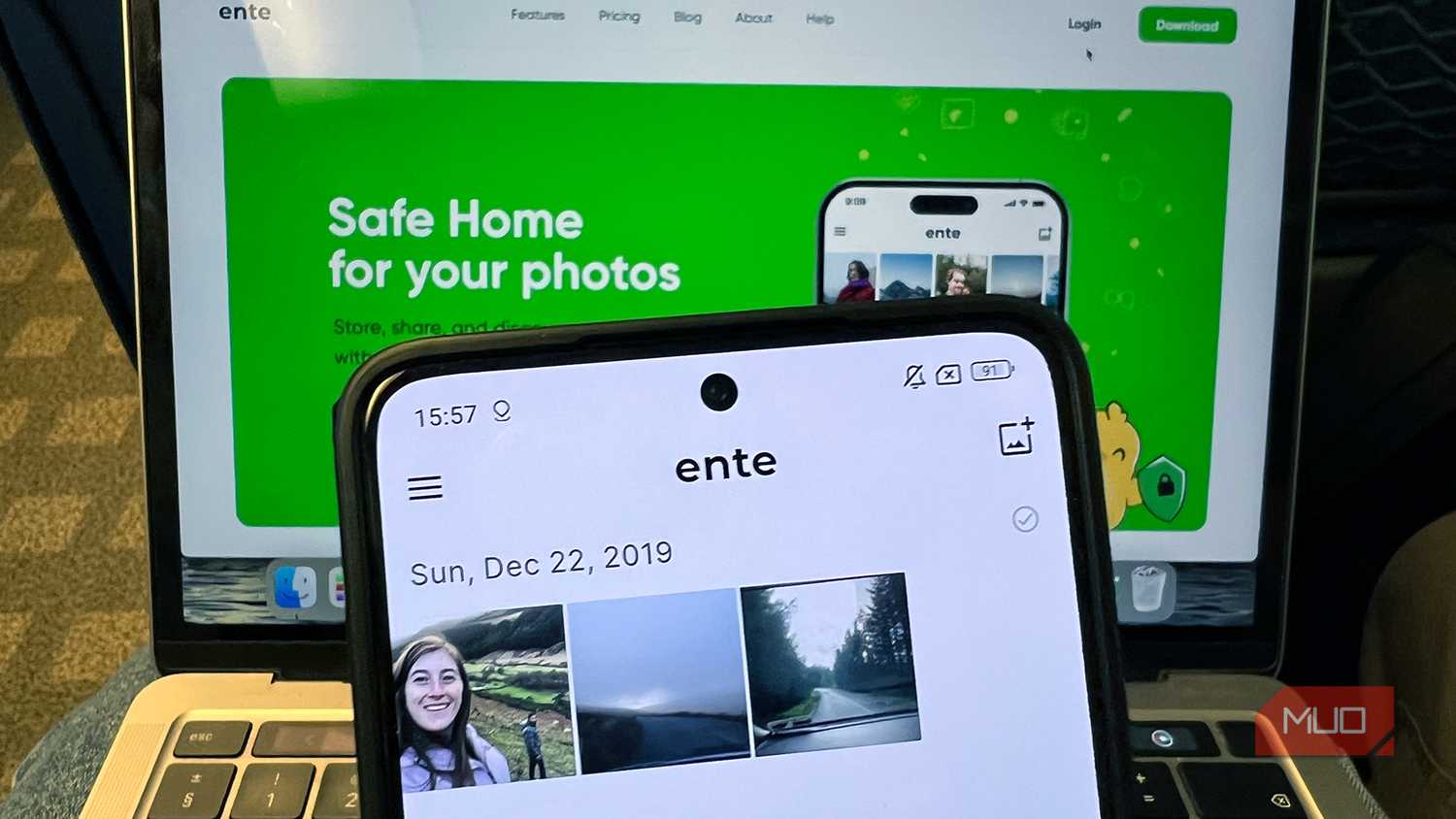 Ente Photos on Android and MacBook