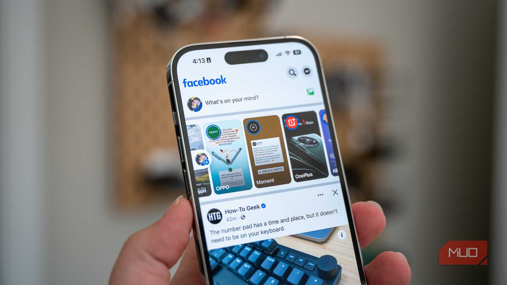 Facebook home page on an Apple iPhone 14 Pro