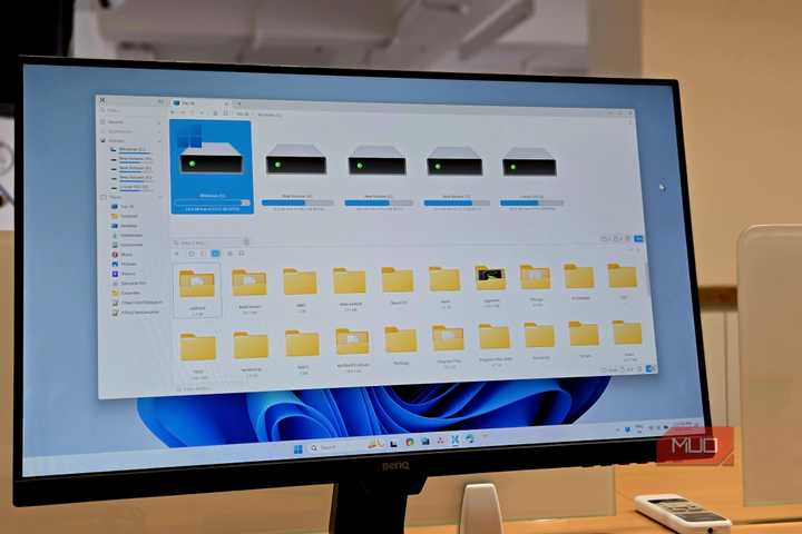 File Pilot File Explorer Open on a BENQ Monitor Running Windows 11