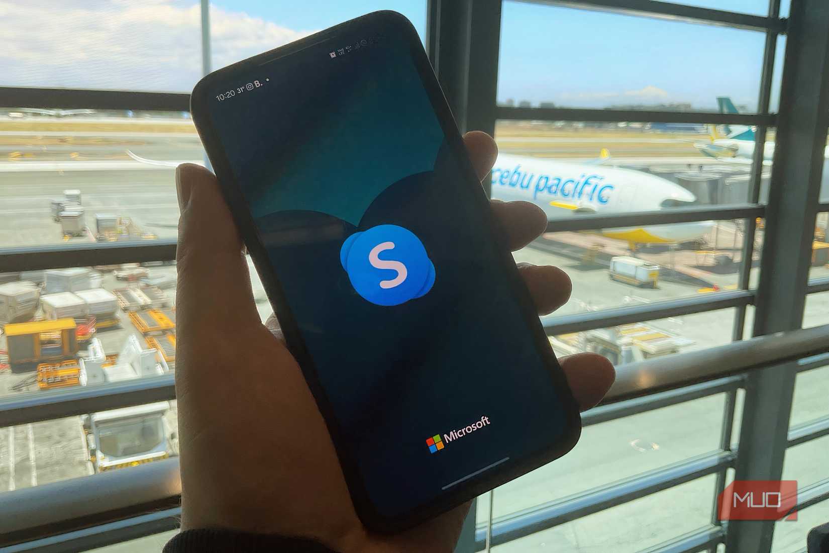 The Skype app on a phone at the airport.