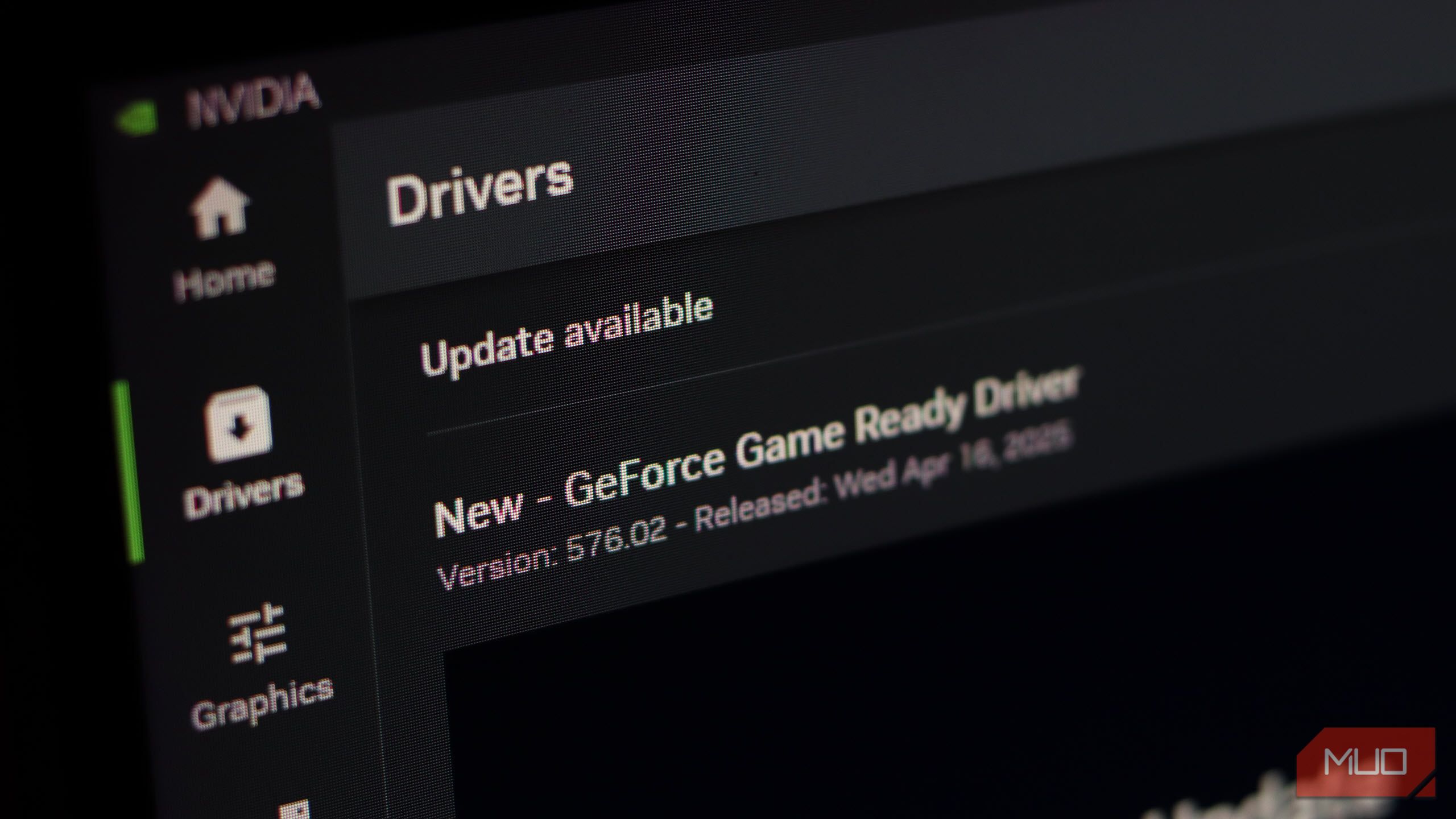 Nvidia GPU driver update in the Nvidia app
