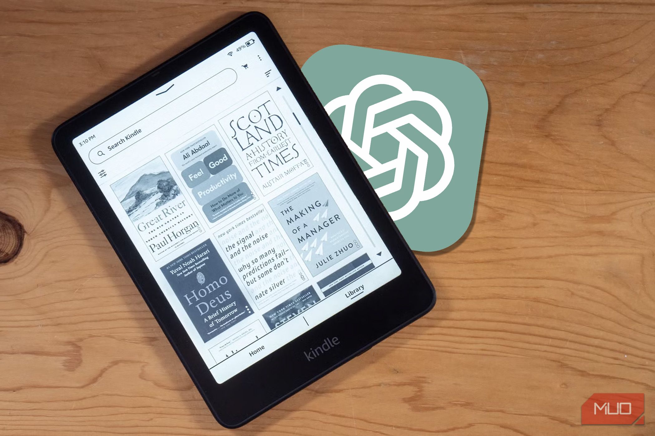 Amazon Kindle with the ChatGPT logo