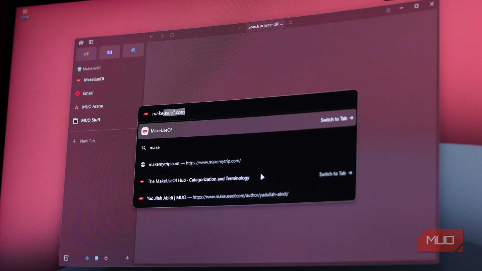 New tab page on Arc browser