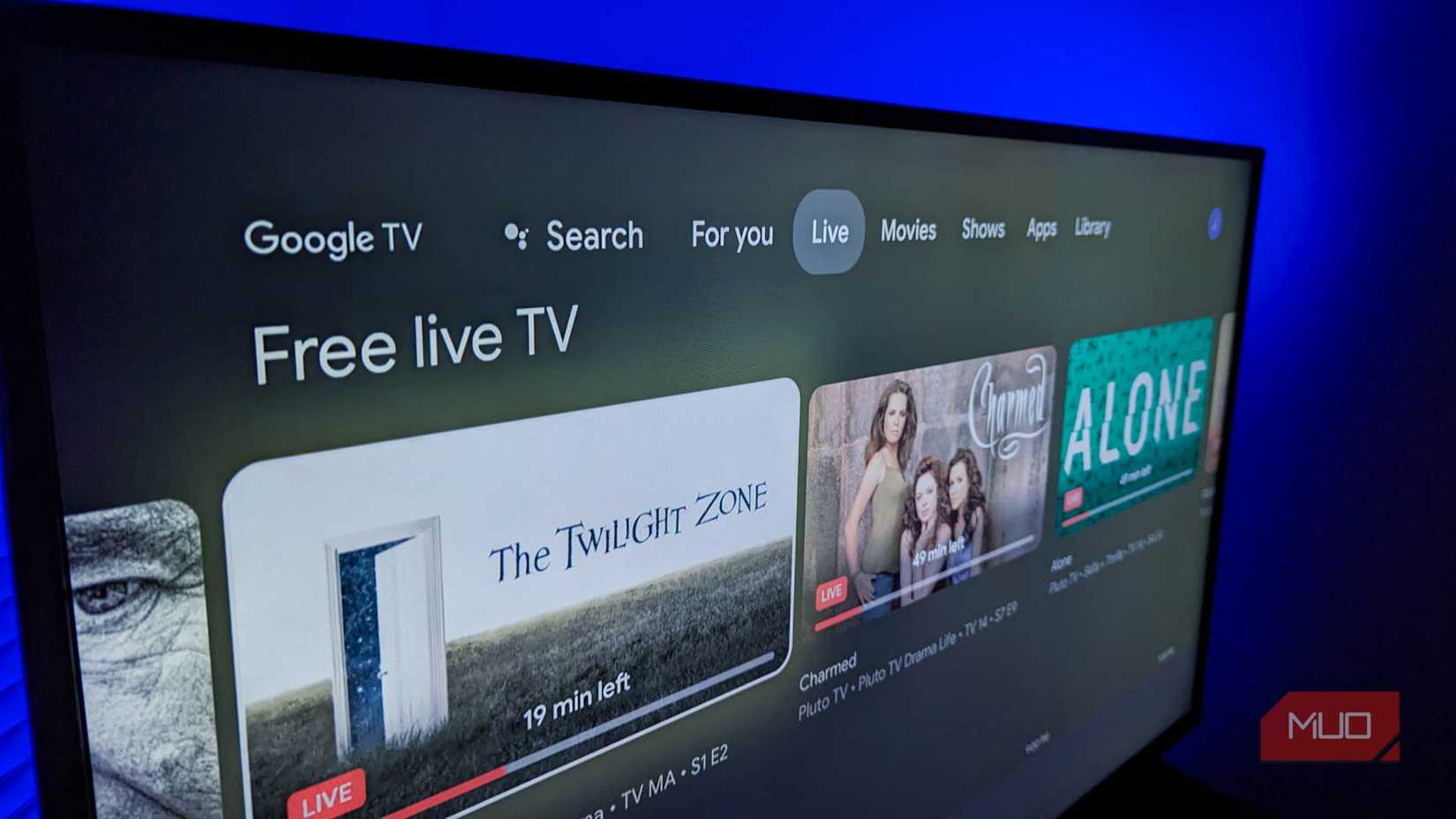 Google TV open on a tv with a 4K Chromecast