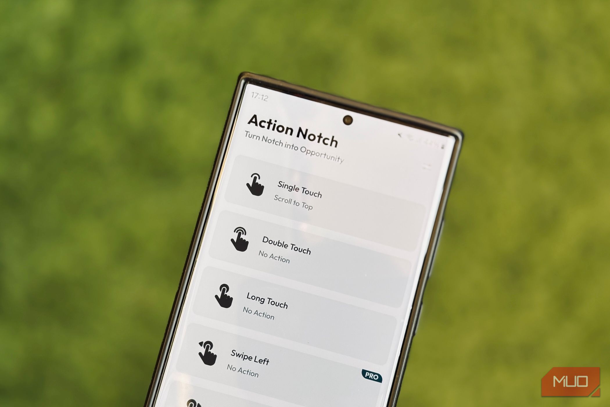 Action Notch app on a Samsung phone.