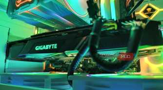 The inside of a custom built computer—showcasing the GPU