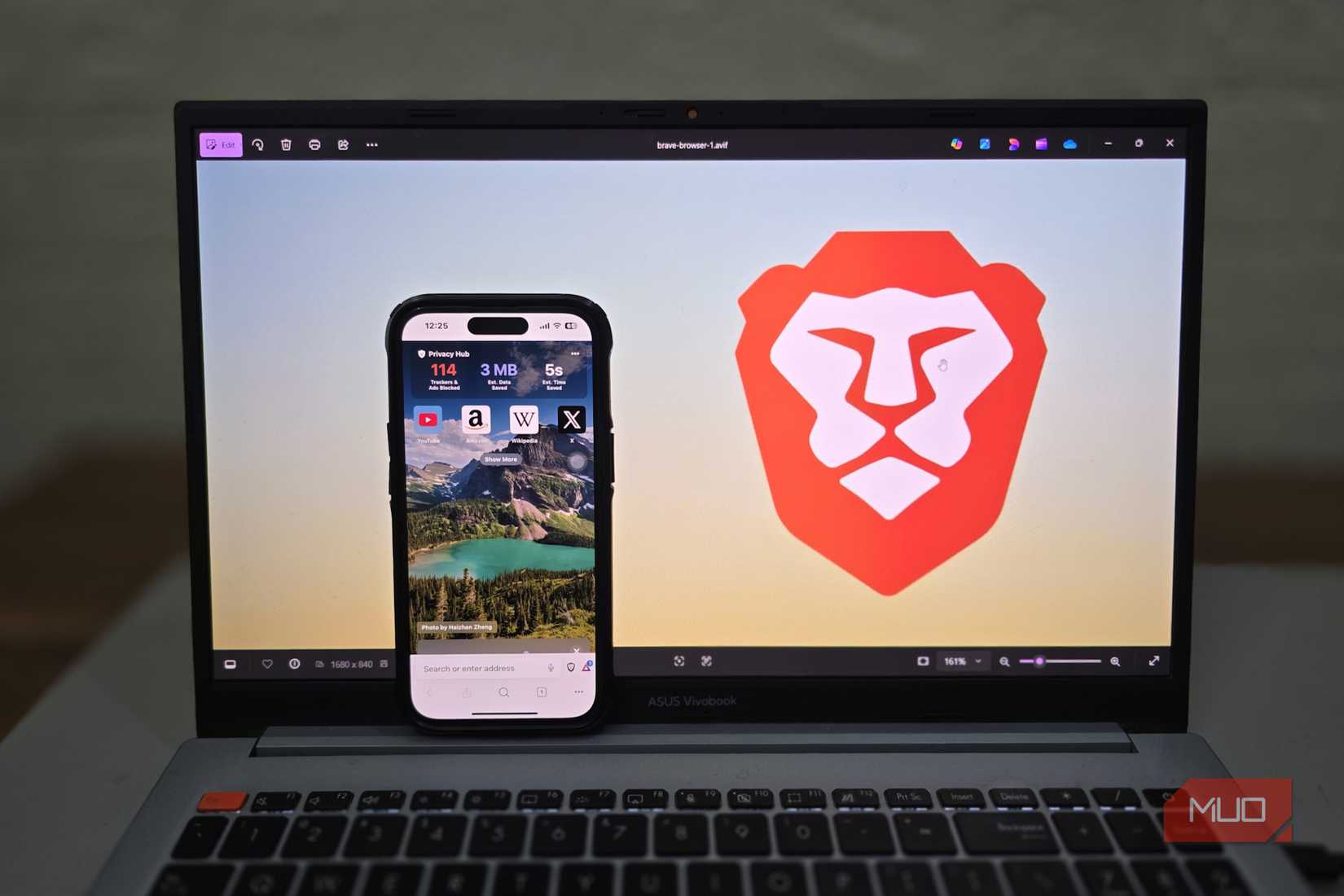 An image of a brave browser appears alongside a smartphone on a laptop-2