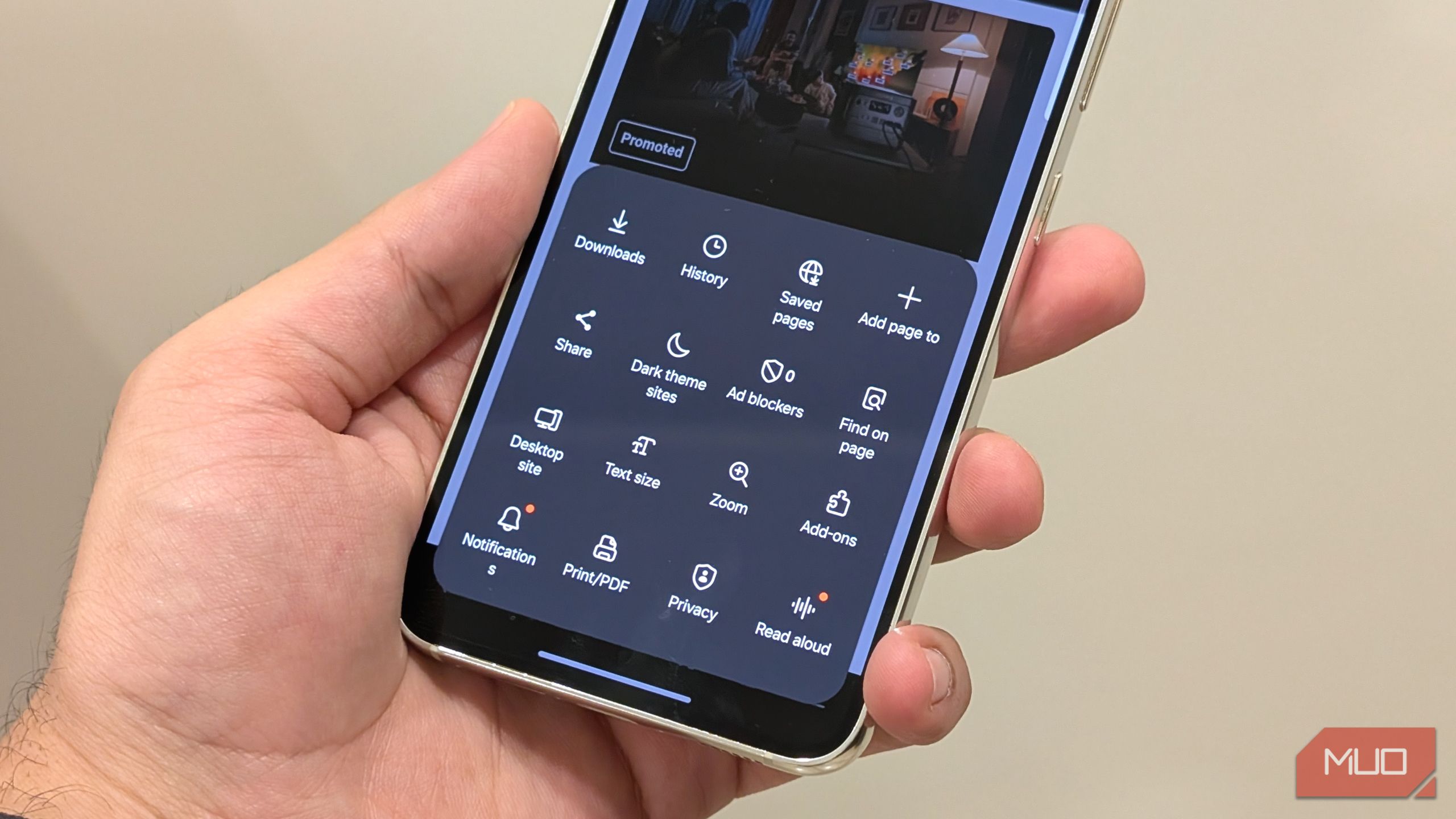 Customizing menu bar in Samsung Internet browser