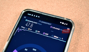 Testing internet speeds using Ookla speedtest app on a smartphone