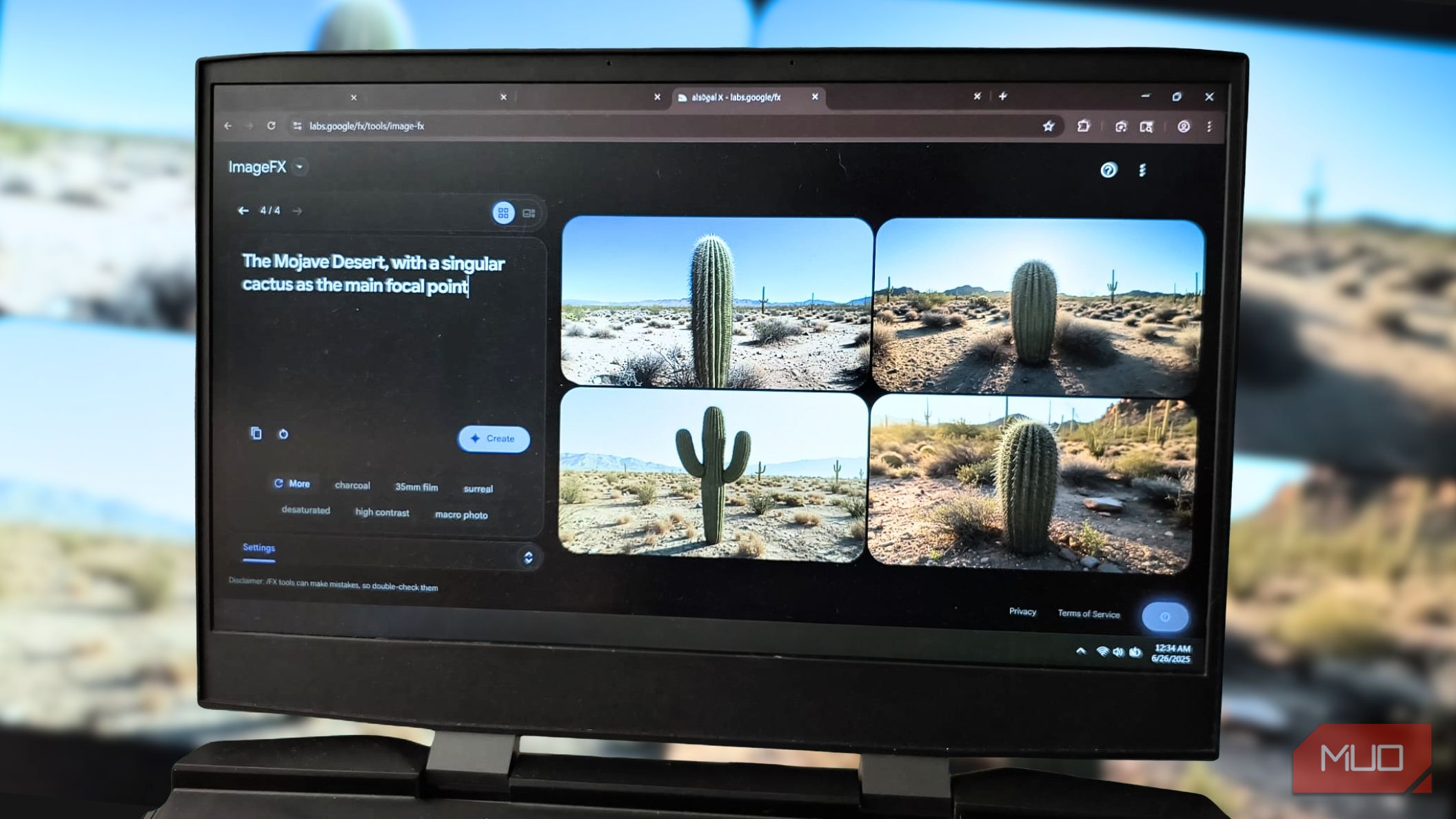 A laptop using ImageFX to generate AI images