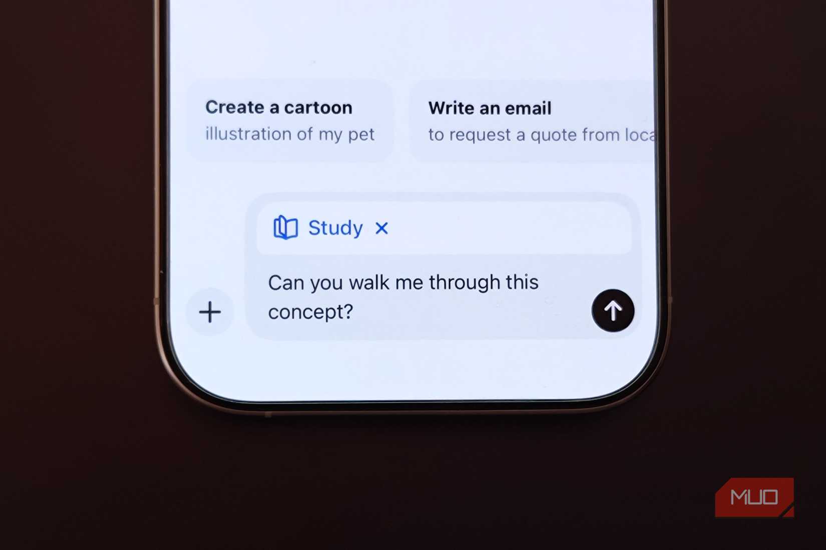 ChatGPT study mode on an iPhone