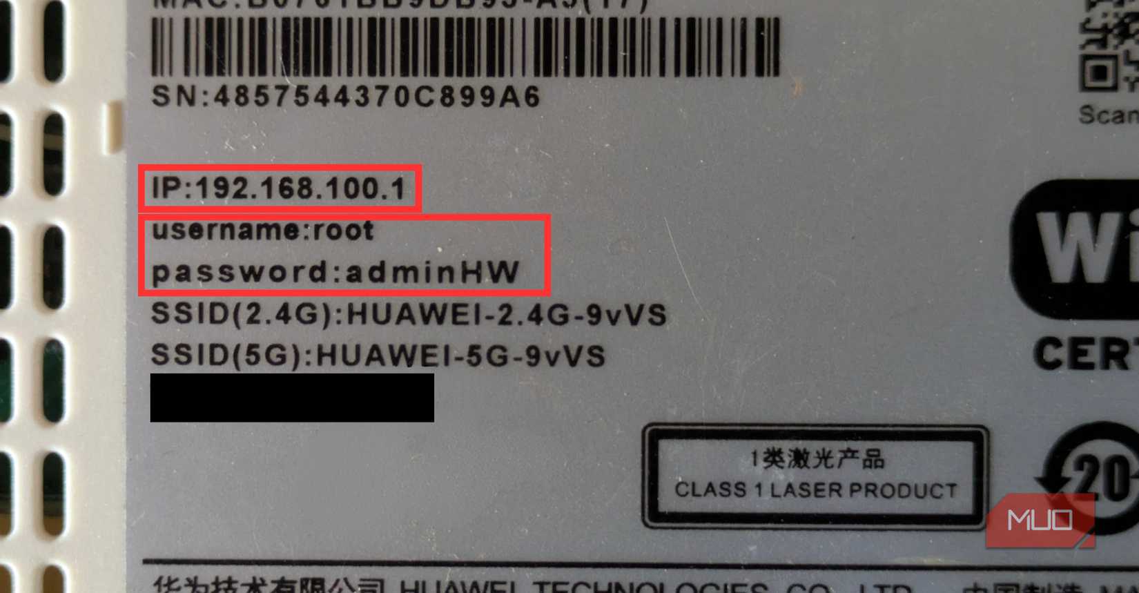 router default gateway IP address location on sticker back of router