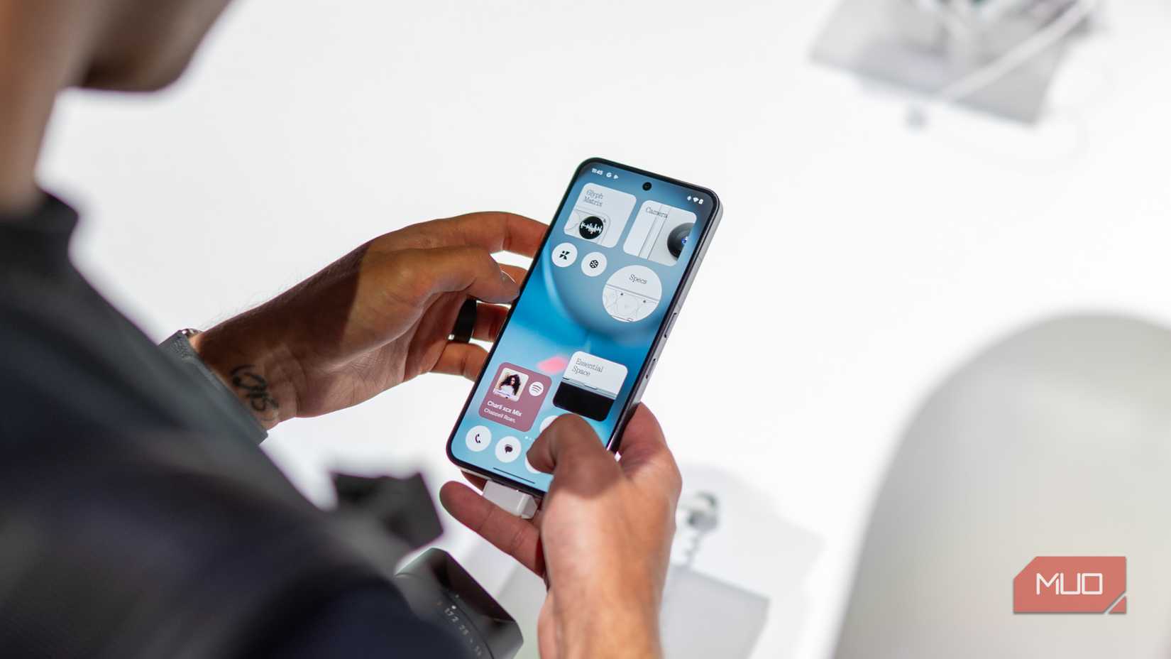 person holding nothing phone 3 at launch event.