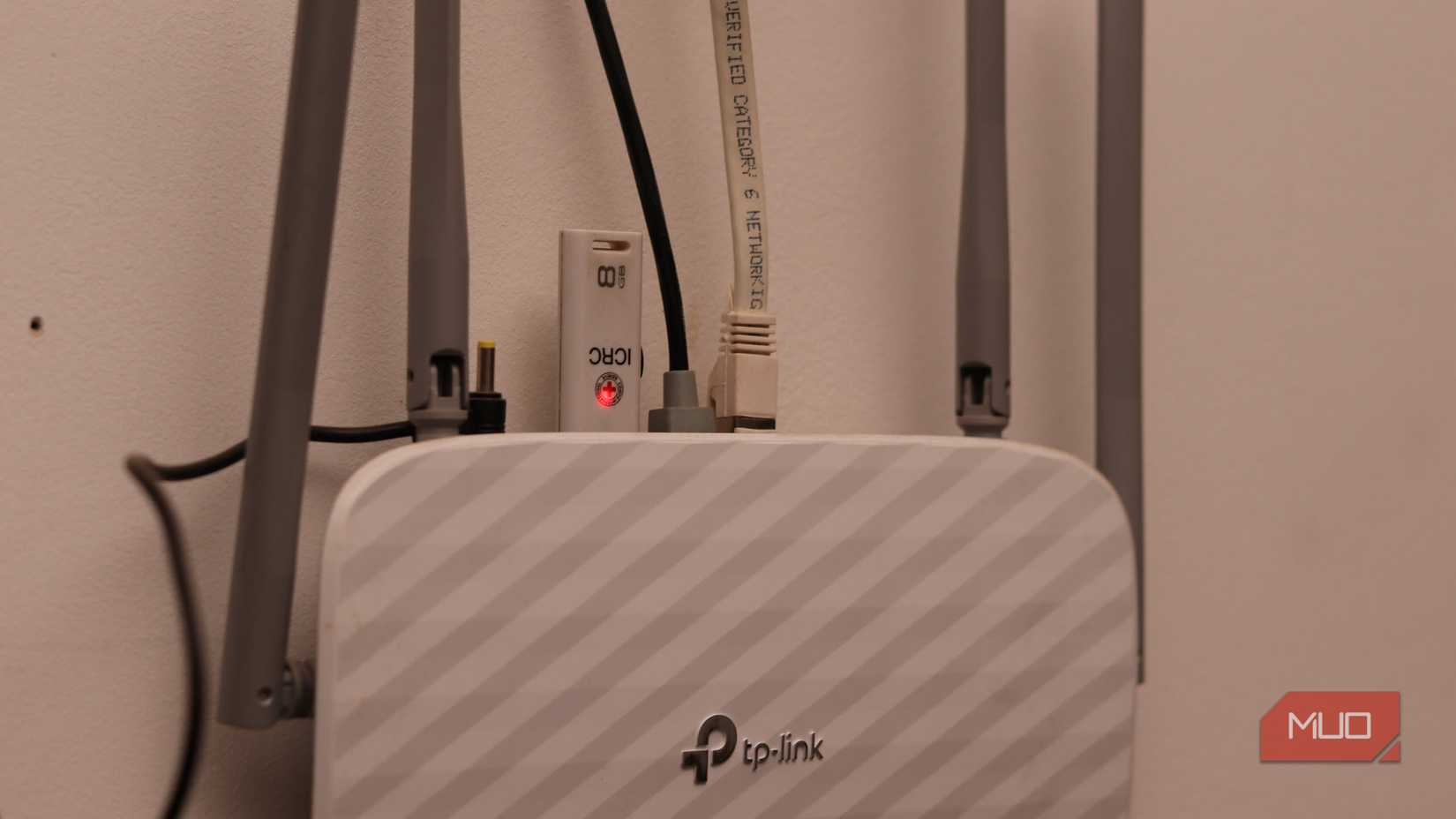 Router with USB drive plugged in