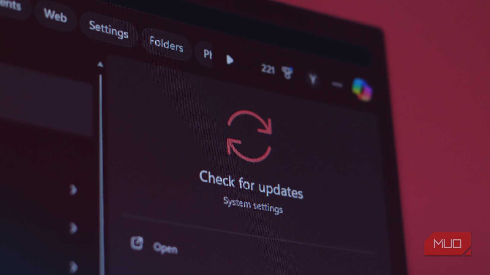 Windows Update in the search menu
