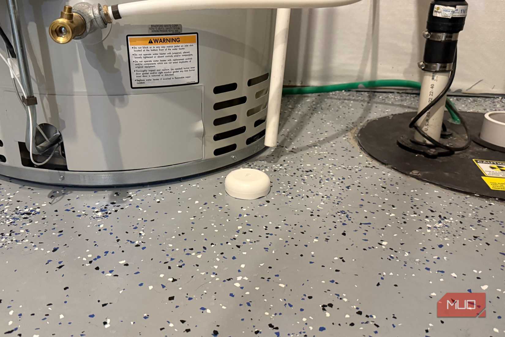 Ring Flood & Freeze Sensor near water heater and sump pit