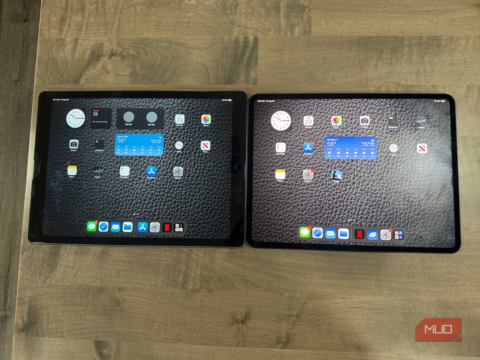 first gen ipad pro left next to 2024 ipad pro on right