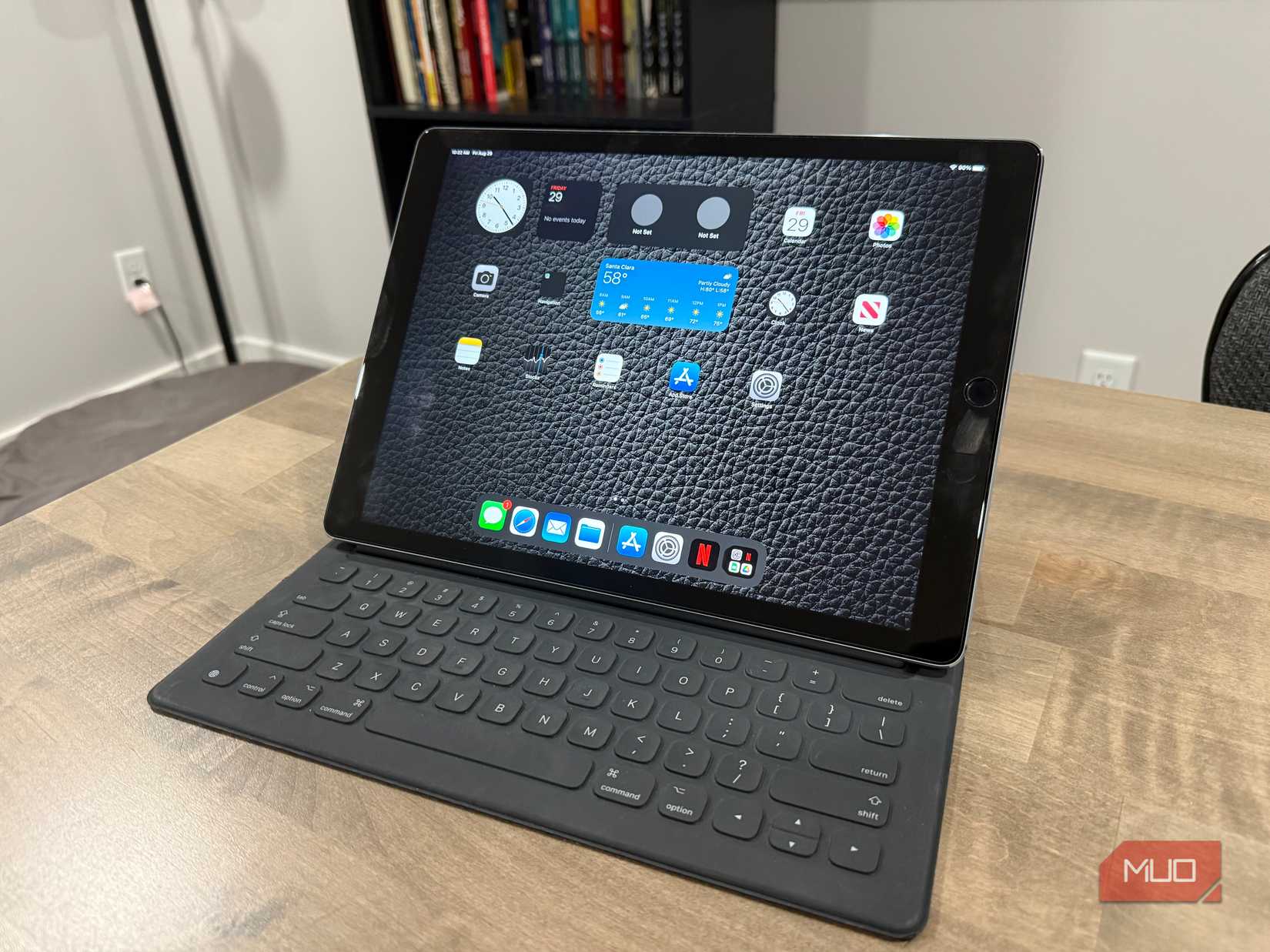 first gen iPad Pro on desk with keyboard