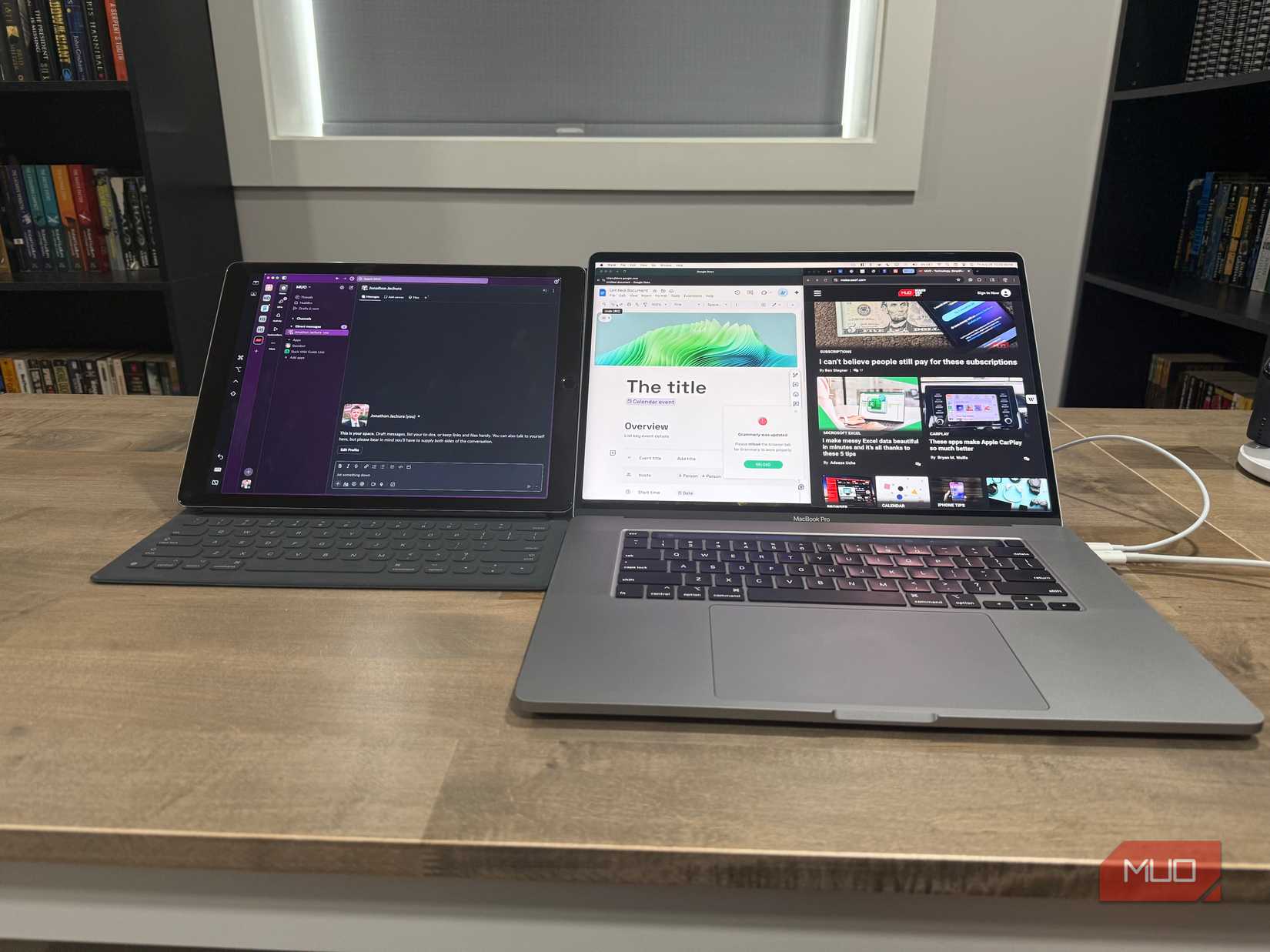 first gen iPad Pro with Intel Macbook Pro used as a second monitor