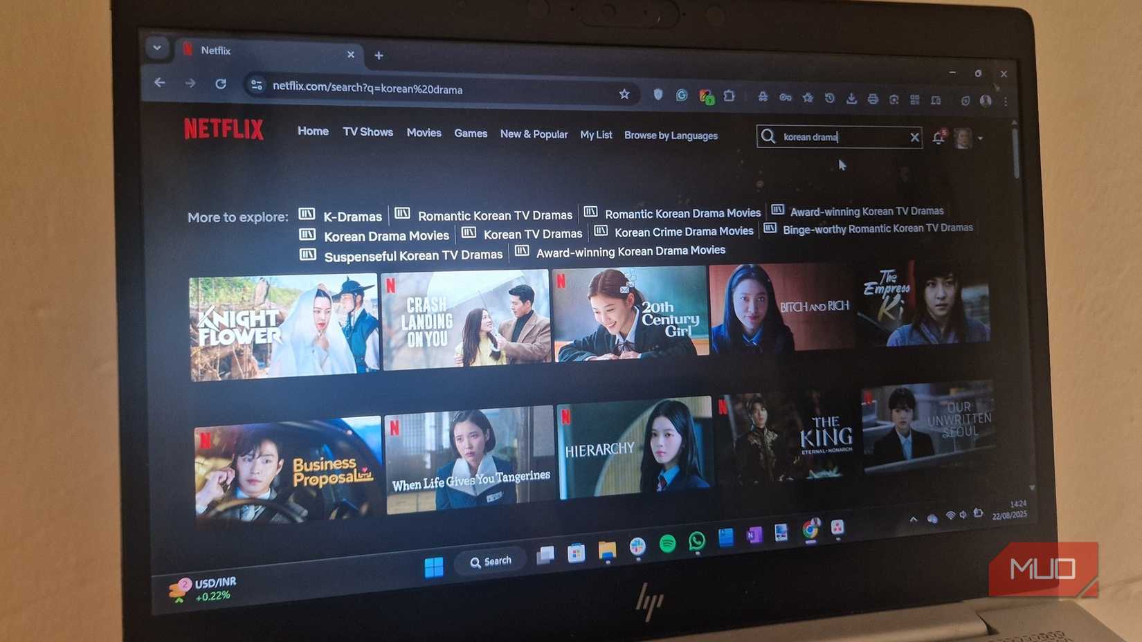 A screenshot showing Korean Dramas on Netflix
