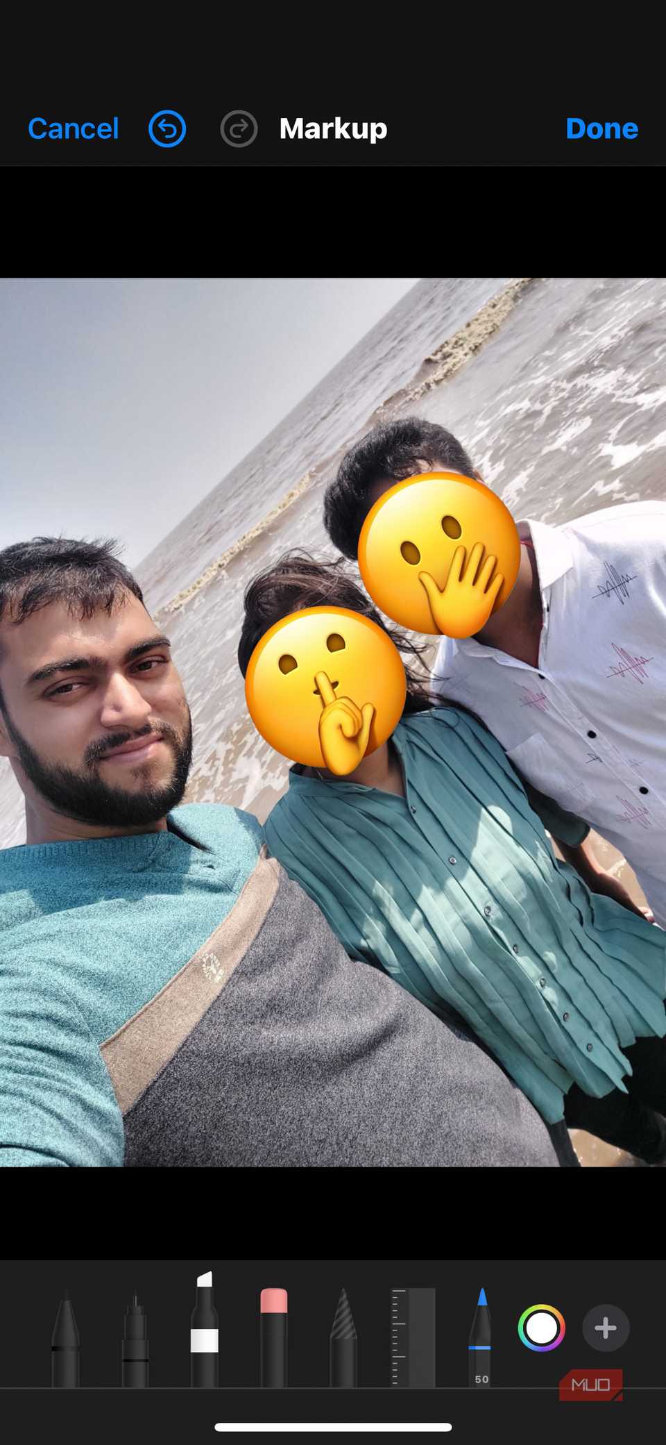 Using sticker markup on iPhone to hide identity.