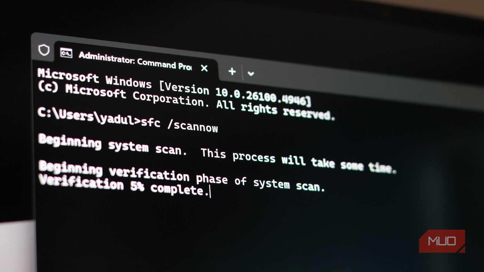 Windows terminal running SFC Scan commands.