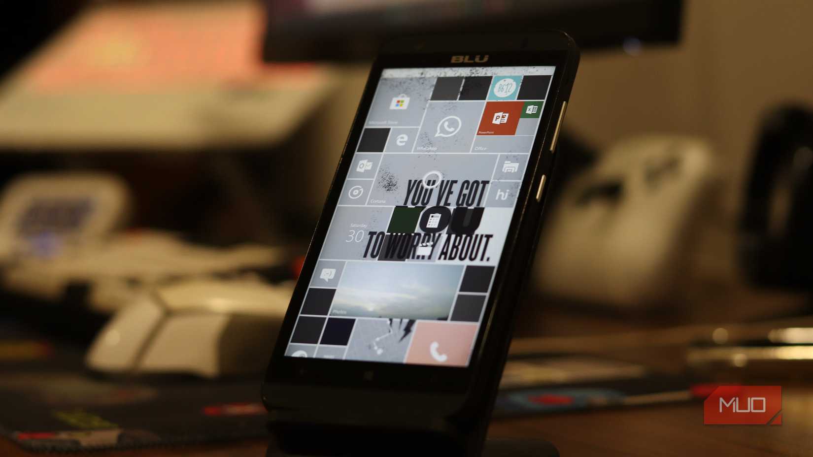 Home screen on a Windows Phone 10 device. 